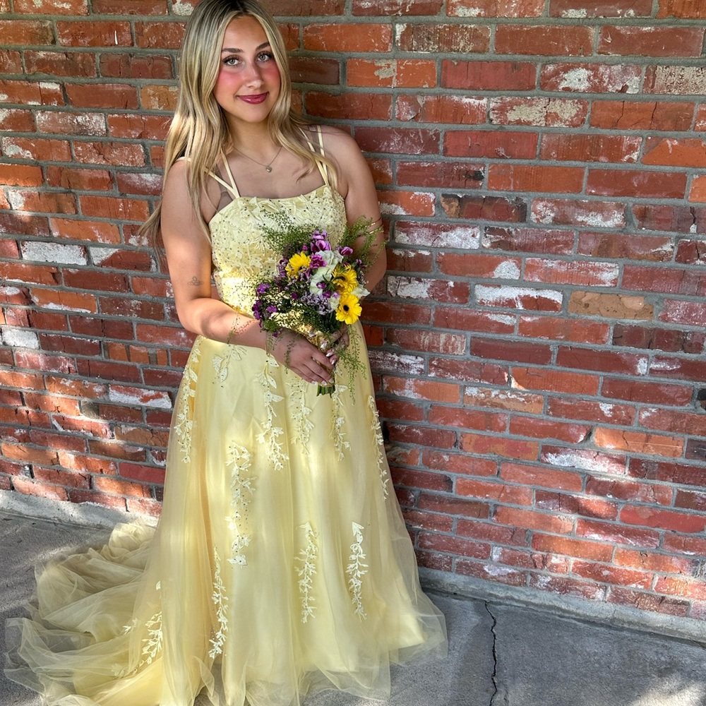 Yellow Prom Dress with Swarovski Crystal Detailing